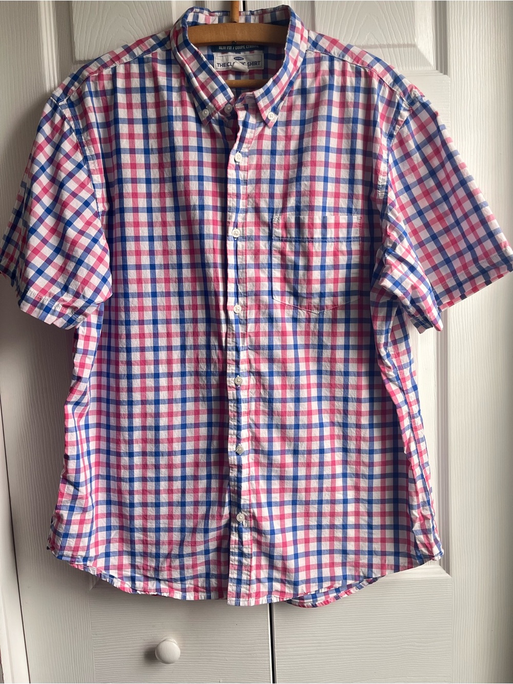 Old Navy Pink & Blue Plaid Short-Sleeve Button-Down Shirt